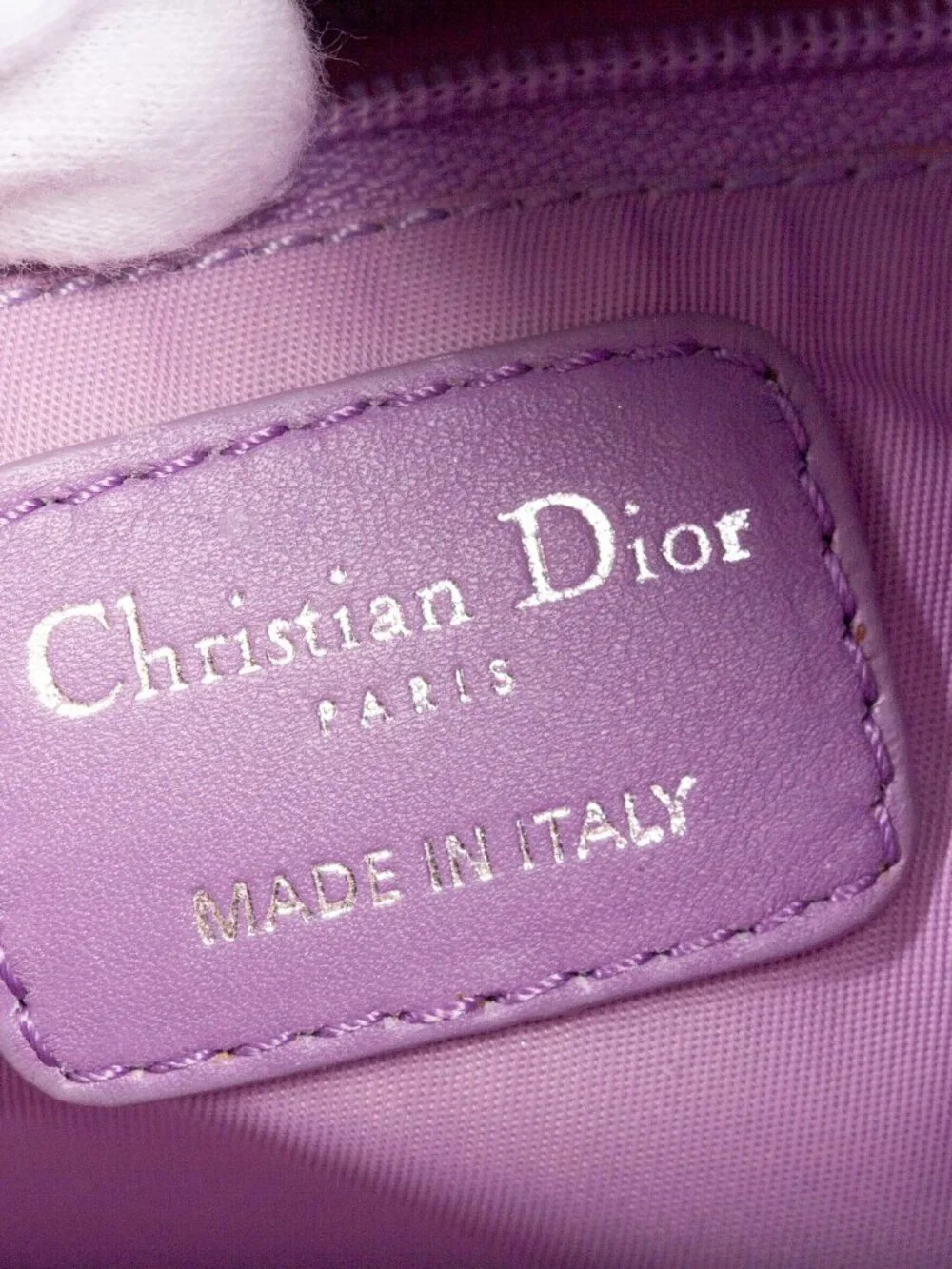 Authentic Christian Dior Light Purple Cannage Quilted Satin Nylon Charming Tote